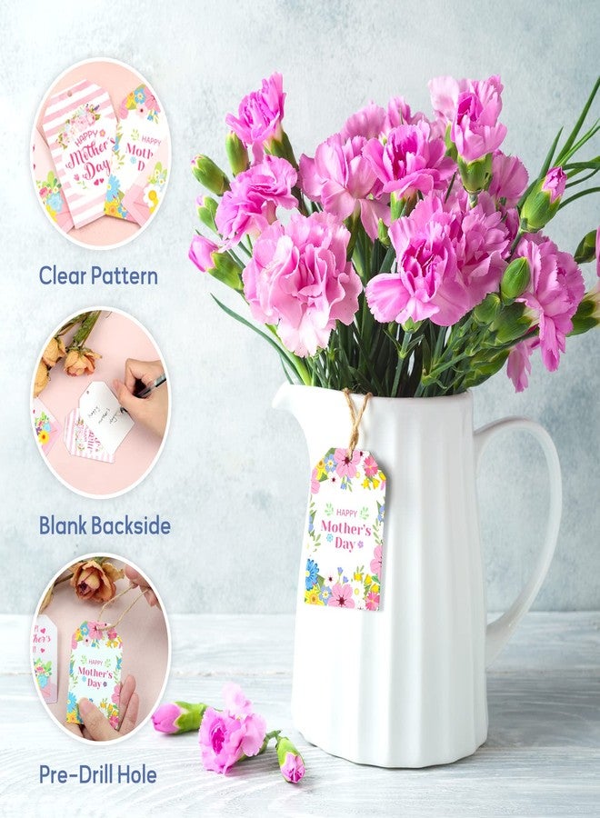 TREACLUB 600PCS Happy Mother's Day Gift Tags and Stickers, 4 Styles Floral Hanging Labels with String 500PCS 1.5” Adhesive Labels for Mother's Day Business Personal Decorative Gift Wrapping - Image 3
